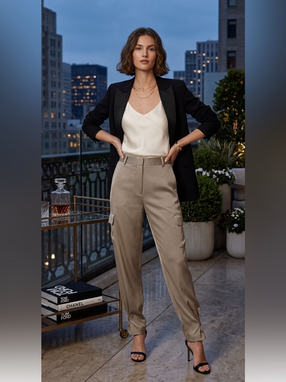 Aritzia Babaton
Refined Satin Cargo
Pant Modern  Taupe size 4, Edgy Streetwear.